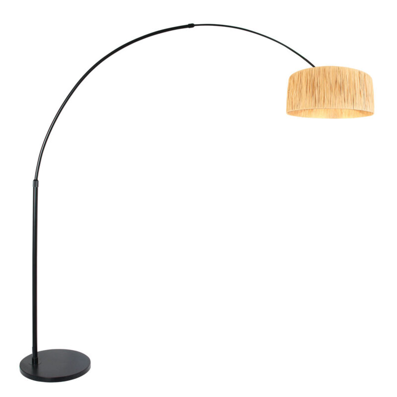 lampadaire-penche-moderne-noir-abat-jour-raphia-steinhauer-sparkled-light-naturel-et-noir-3789zw-2