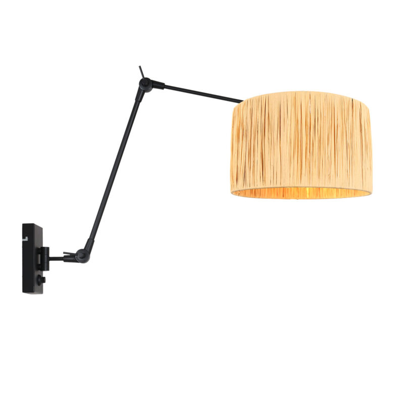 lampe-de-chevet-noire-articulee-abat-jour-raphia-steinhauer-prestige-chic-naturel-et-noir-3795zw-2