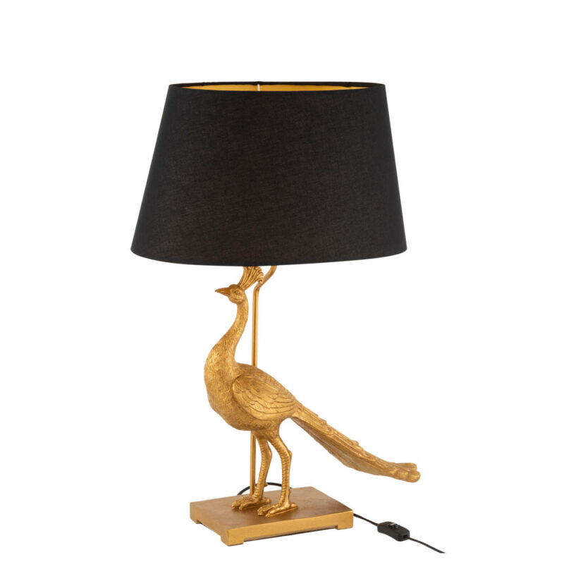 lampe-de-table-moderne-noire-paon-dore-jolipa-peacock-poly-16045-2