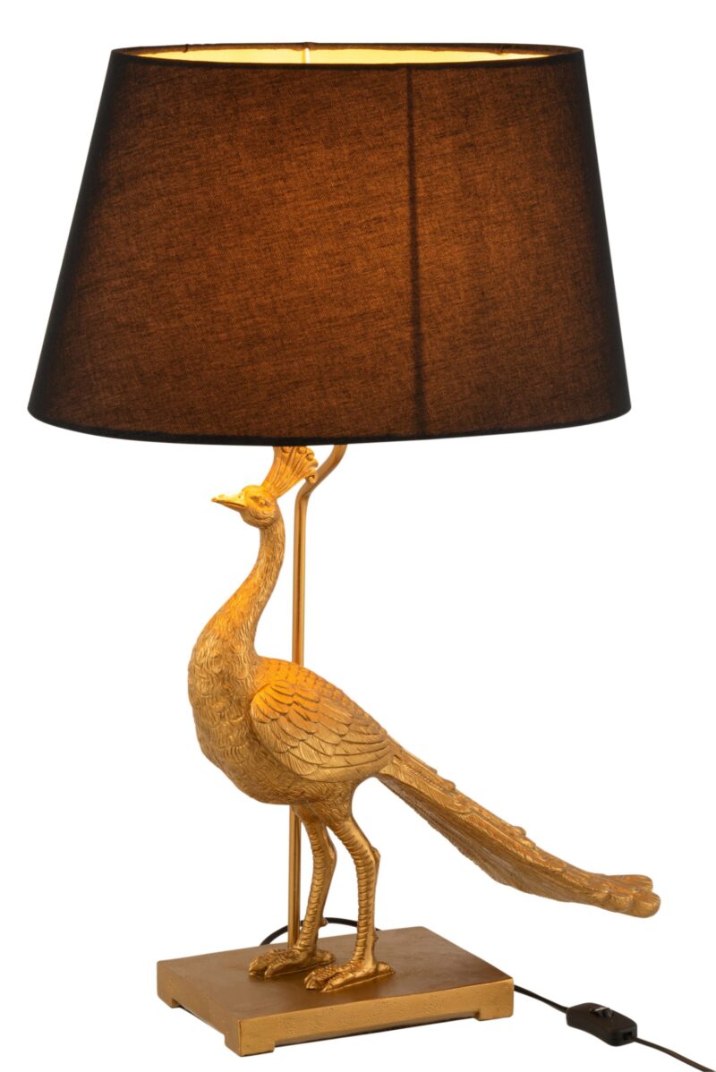 lampe-de-table-moderne-noire-paon-dore-jolipa-peacock-poly-16045-4