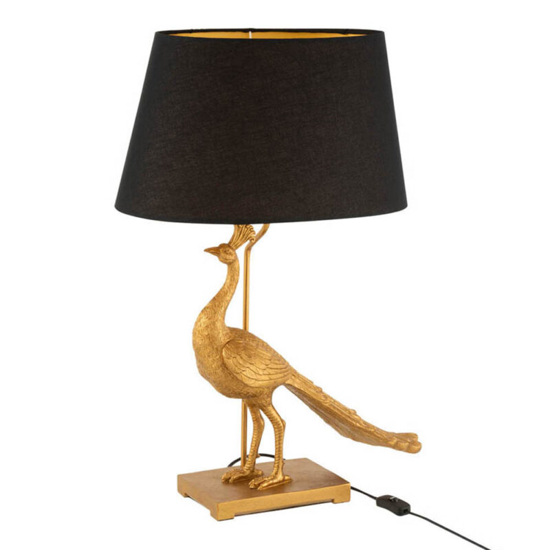 lampe-de-table-moderne-noire-paon-dore-jolipa-peacock-poly-16045