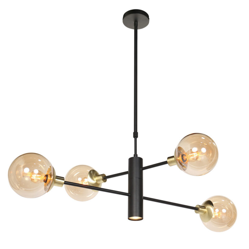 plafonnier-moderne-avec-quatre-boules-couleur-champagne-steinhauer-constellation-laiton-et-noir-3805me-2