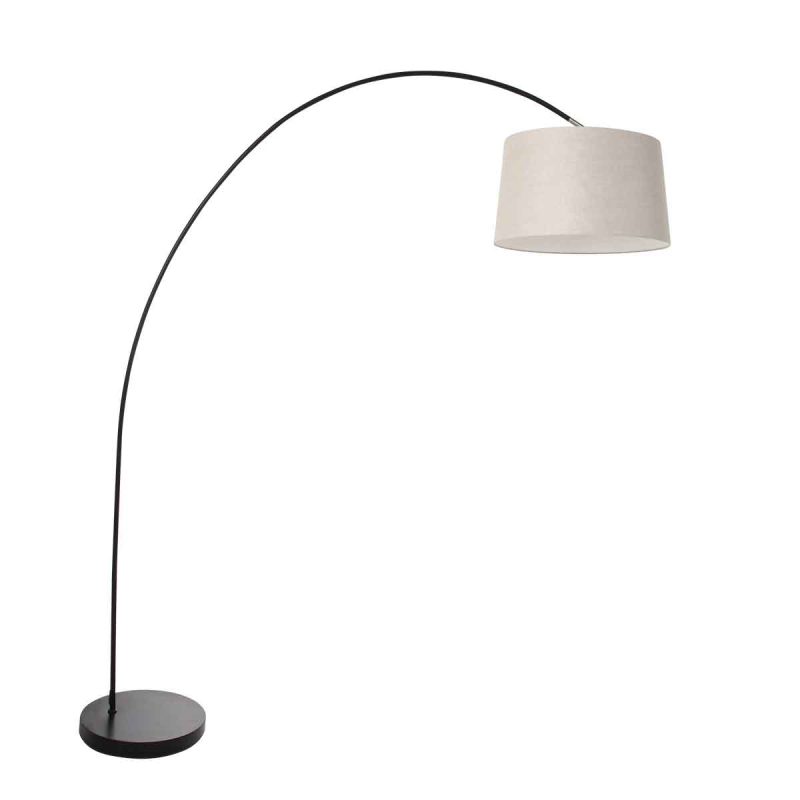 lampadaire-arc-moderne-noir-avec-abat-jour-beige-mexlite-solva-3905zw