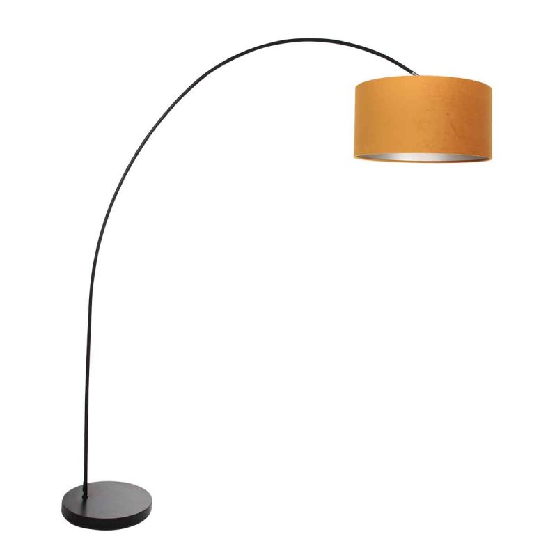 lampadaire-arc-moderne-noir-avec-abat-jour-orange-mexlite-solva-3896zw