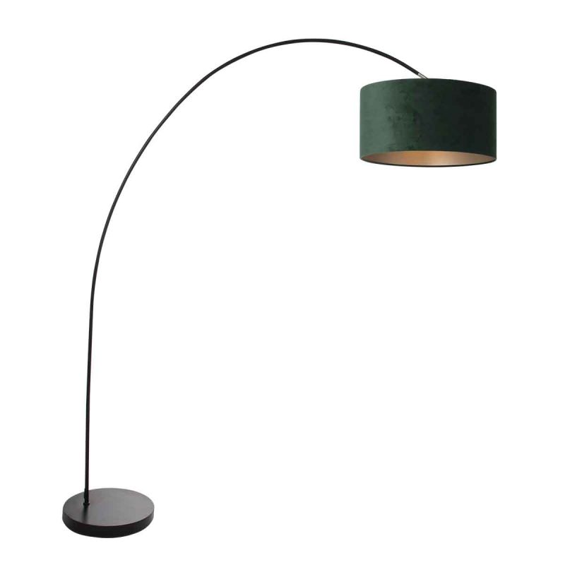 lampadaire-arc-noir-avec-abat-jour-vert-mexlite-solva-3899zw