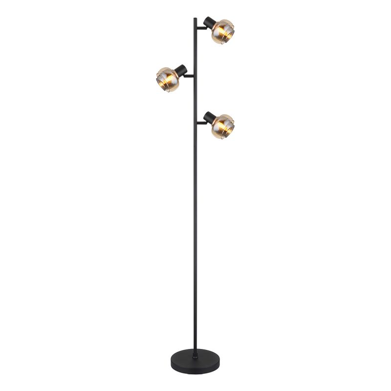 lampadaire-noir-3-abat-jours-ambre/verre-fumé-globo-tokki-54309sb