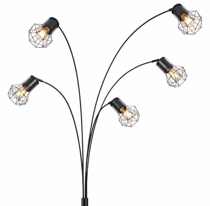 lampadaire-noir-5-lumieres-avec-capot-diamant-globo-priska-54017s-1