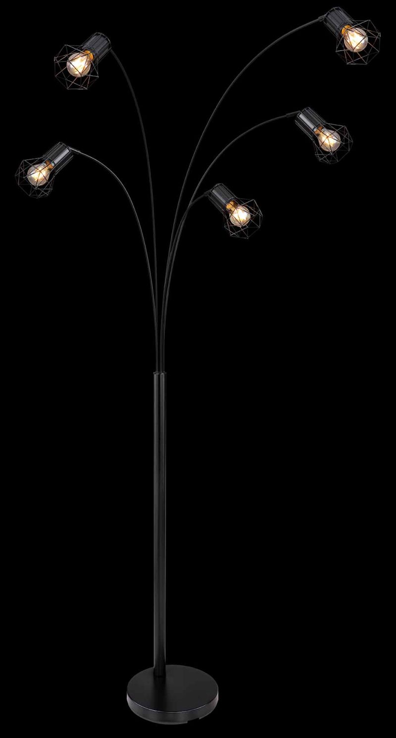 lampadaire-noir-5-lumieres-avec-capot-diamant-globo-priska-54017s-3