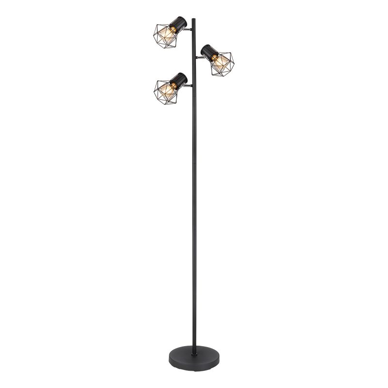 lampadaire-noir-métal/bois-à-3-abat-jours-diamant-globo-priska-54017-3s