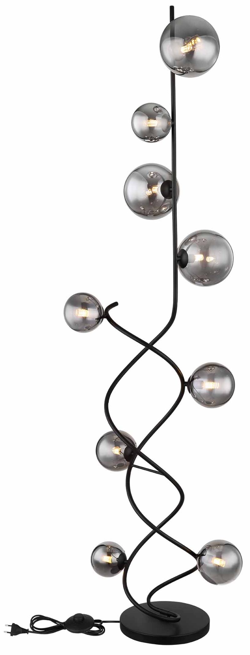 lampe-de-sol-noire-tournee-9-boules-en-verre-fume-globo-riha-56133-9s-2