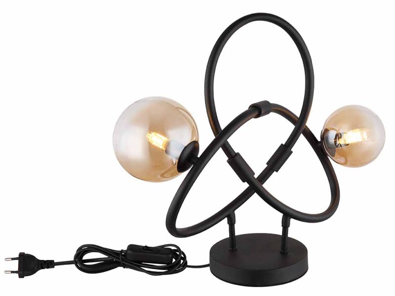 lampe-de-table-noire-tournee-2-boules-en-verre-dambre-globo-tuberius-56141-2t-2