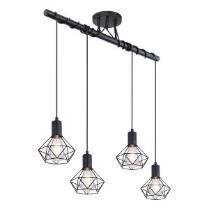 suspension-noire-4-lumières-avec-capot-grille-globo-xara-i-54802s-4d