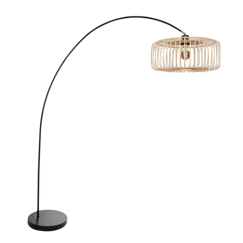 lampadaire-à-longue-arche-noire-avec-abat-jour-naturel-mexlite-solva-4156zw