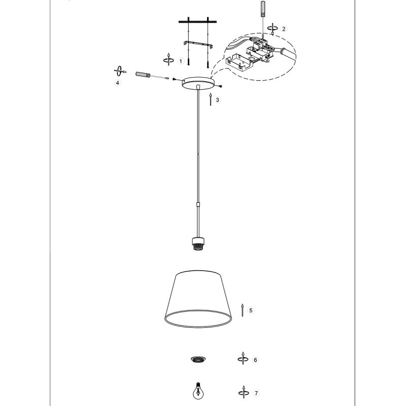 Suspension noire avec abat-jour rond naturel Steinhauer Sparkled Light – Image 8